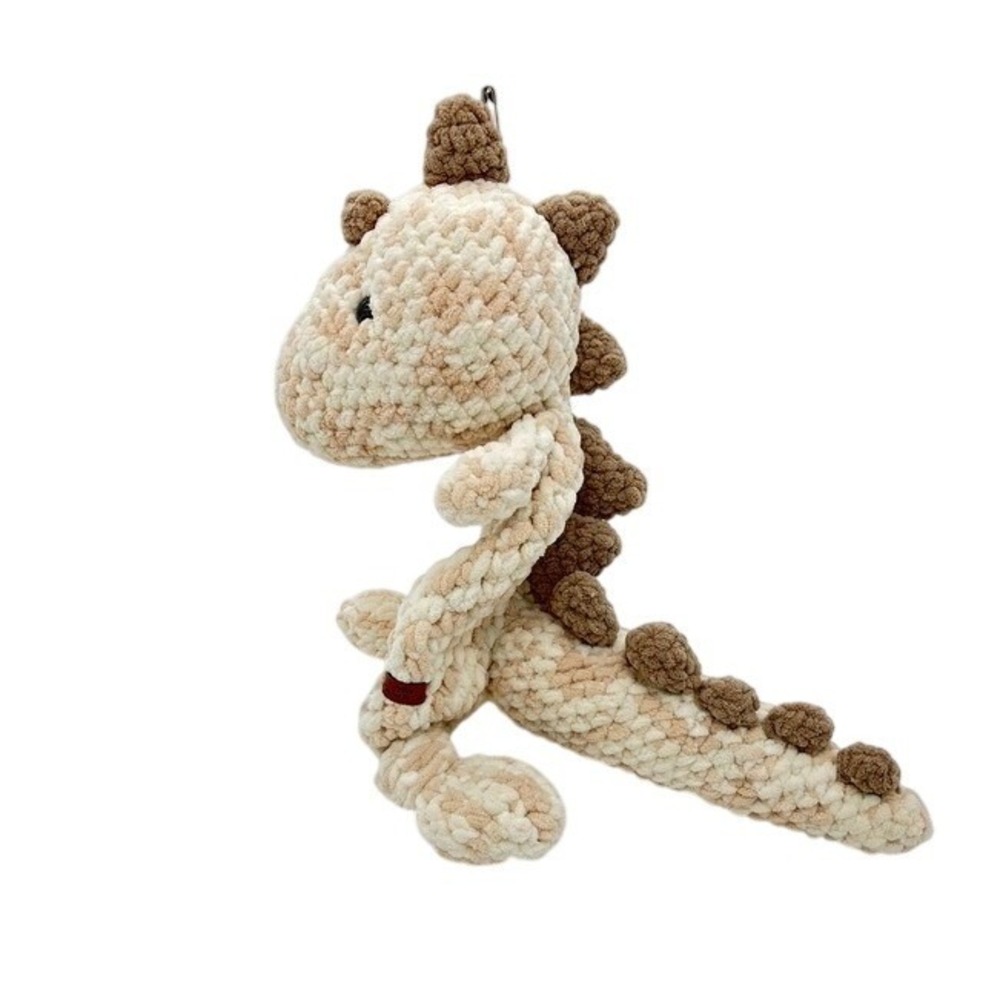 Crochet By Cass Handmade Dinosaur Plush Toy Cream Brown Soft Stuffed Animal